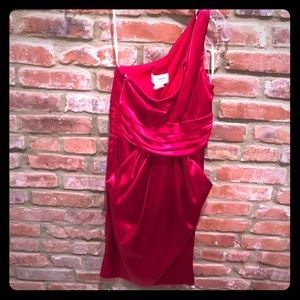 Red one-shoulder cocktail dress